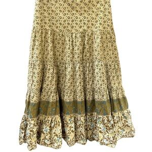 Vintage Tiered Bohemian Floral Patterned Midi Skirt